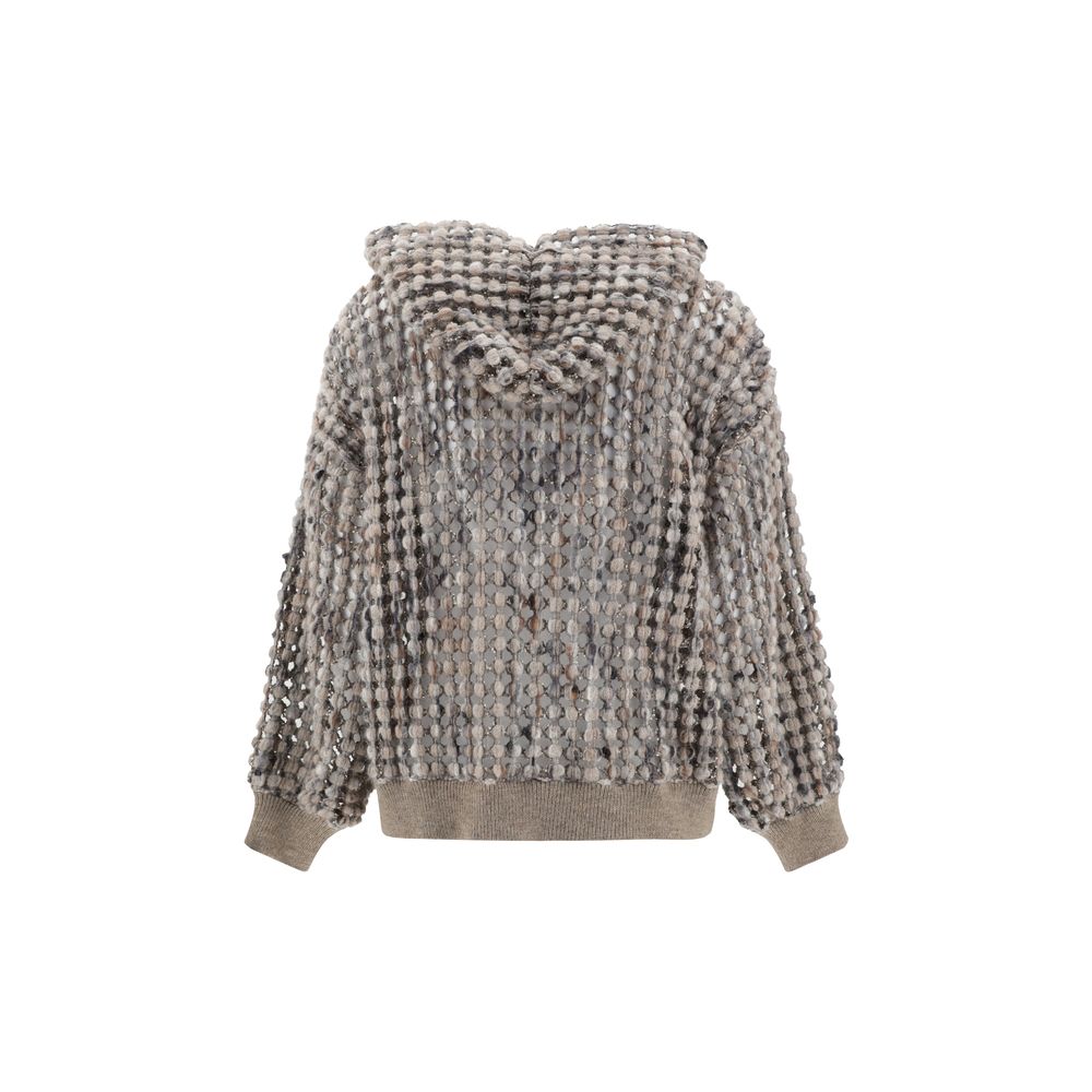 Brunello Cucinelli Perforierte Strickjacke aus Wolle