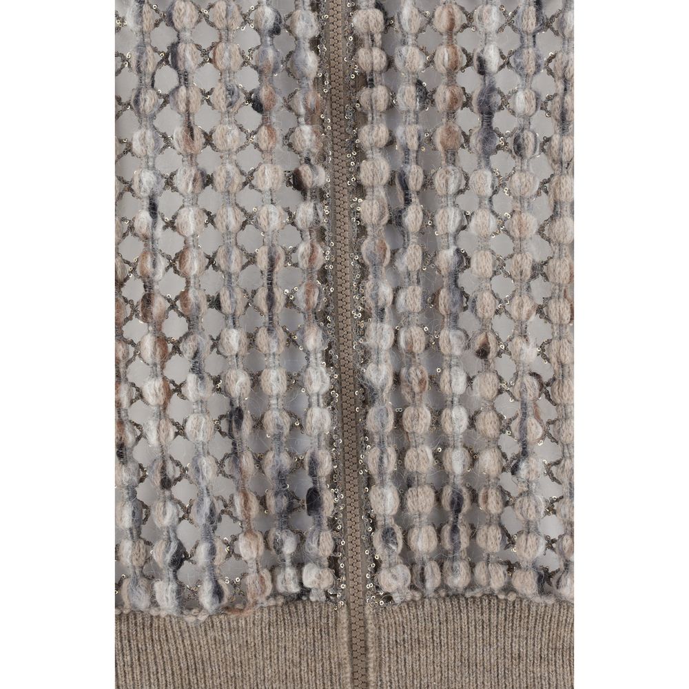 Brunello Cucinelli Perforierte Strickjacke aus Wolle
