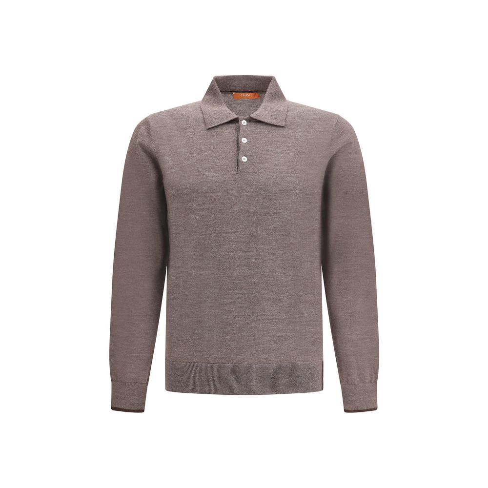 Cruna Gestricktes Poloshirt mit langen Ärmeln