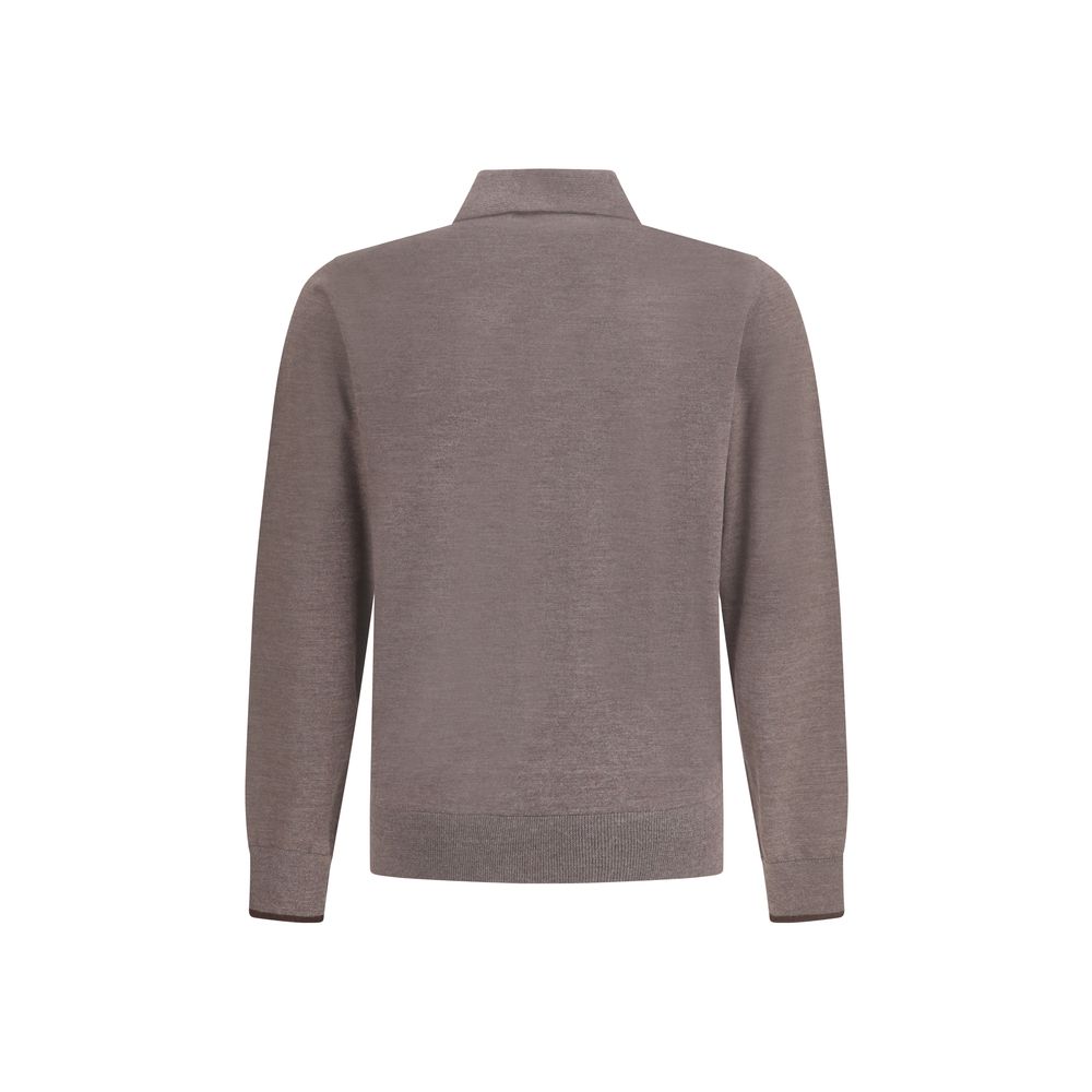 Cruna Gestricktes Poloshirt mit langen Ärmeln