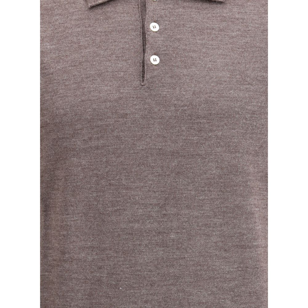Cruna Gestricktes Poloshirt mit langen Ärmeln