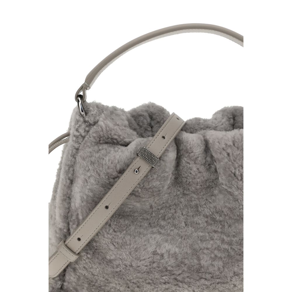 Brunello Cucinelli Kleine Mellow-Umhängetasche aus Shearling