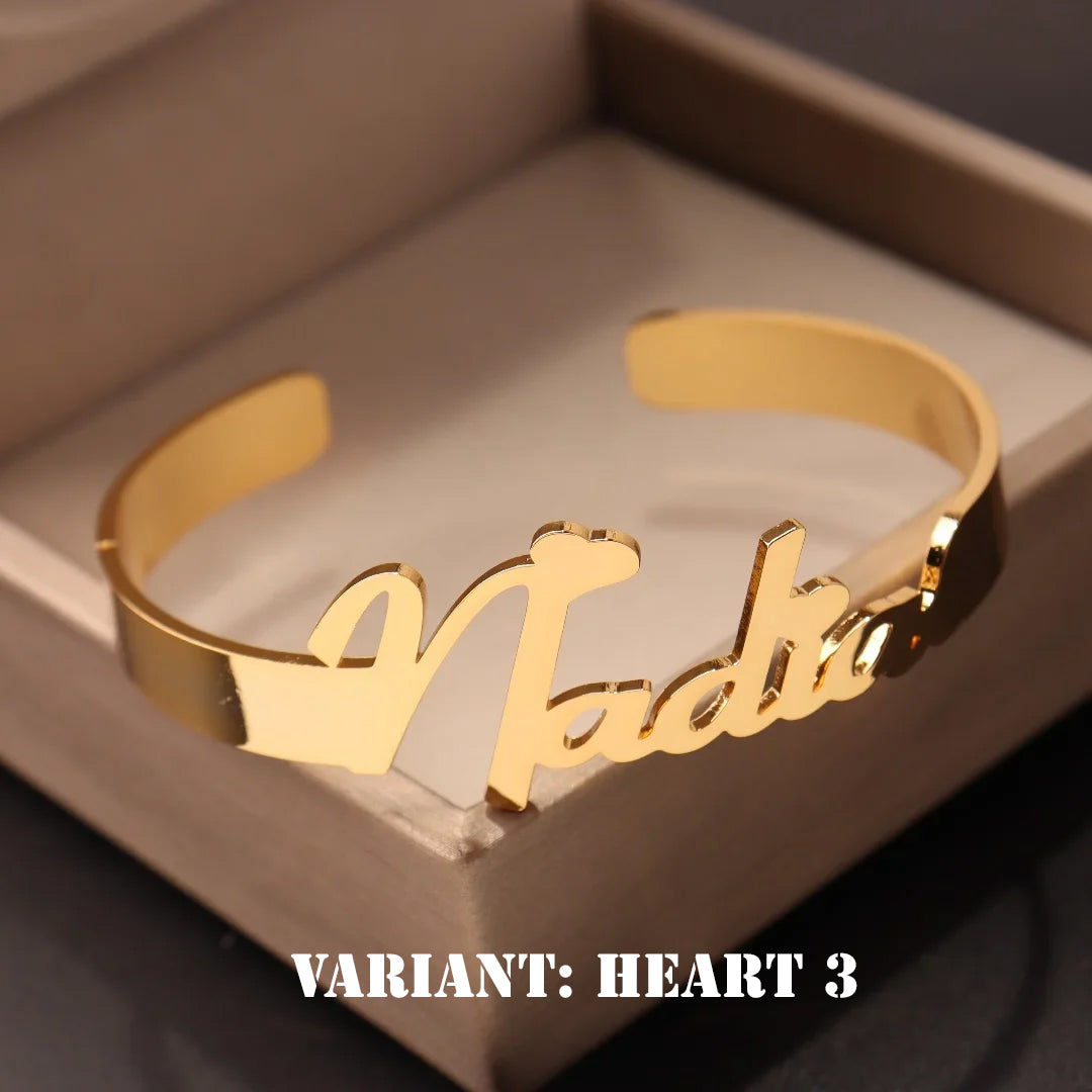 Luxus Personalisiertes Namensarmband – Einzigartig handgefertigtes Bangle in Gold, Silber oder Roségold – Dein individuelles Schmuckstück- perfektes Geschenk