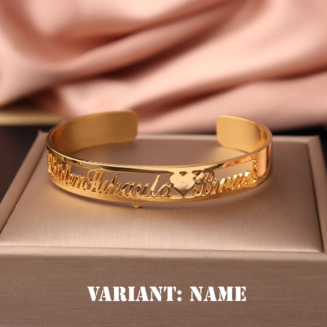 Luxus Personalisiertes Namensarmband – Einzigartig handgefertigtes Bangle in Gold, Silber oder Roségold – Dein individuelles Schmuckstück- perfektes Geschenk