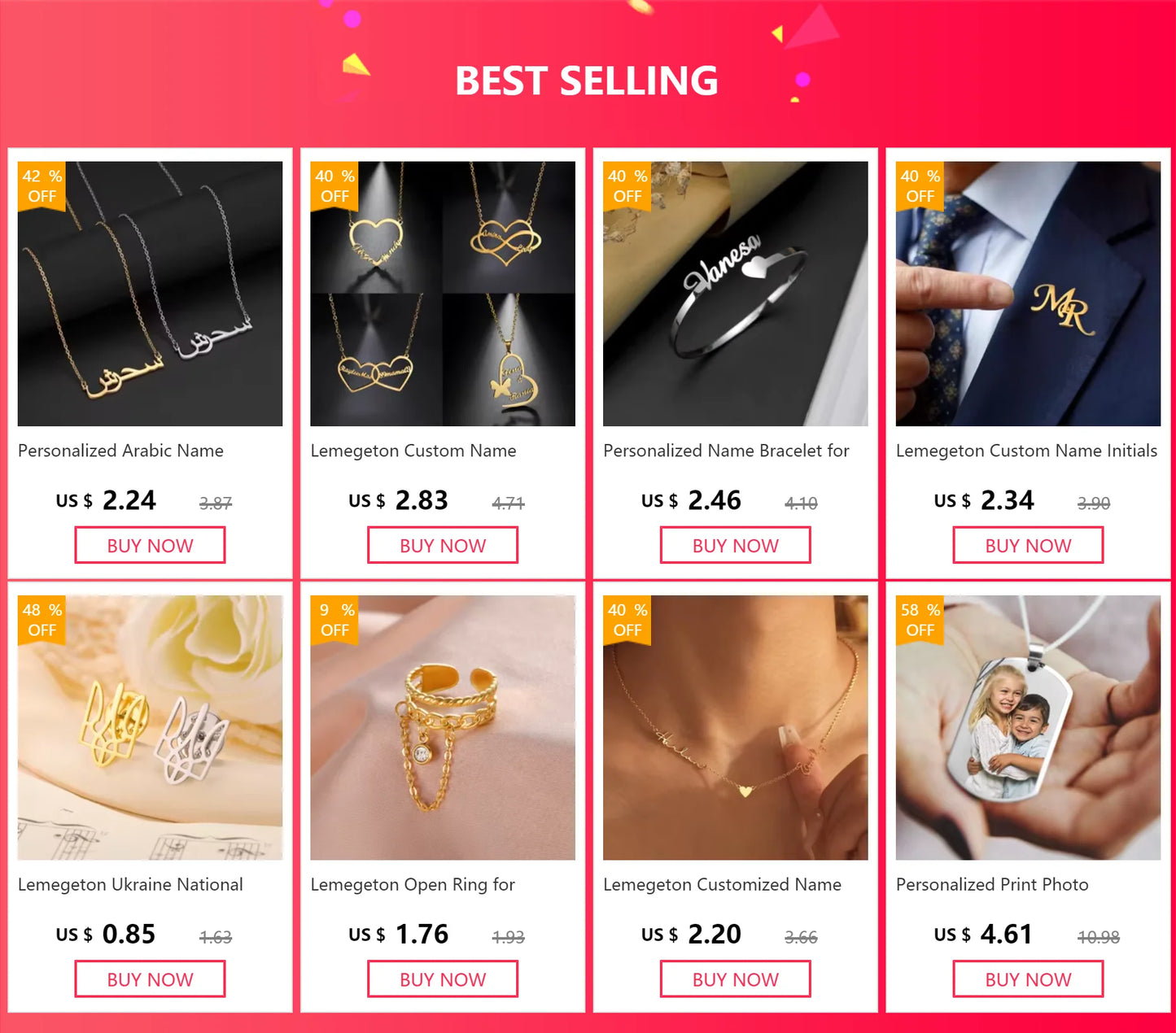 Lemegeton Customized Arabic Name Necklace Personalised Pendant Stainless Steel Jewelry for Women Girls Custom Islamic Eid Gifts