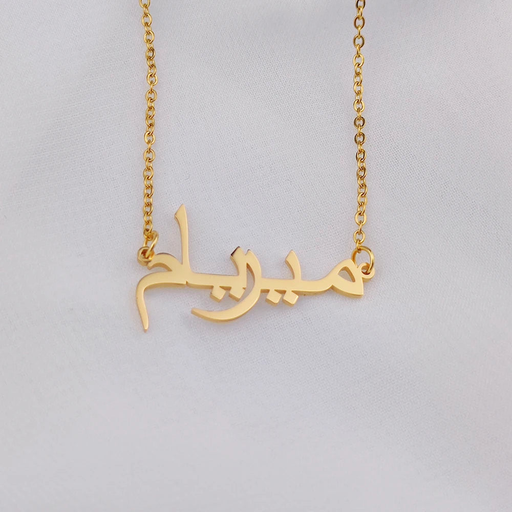Customized Arabic Name Necklace Stainless Steel Nameplate Pendant Ethnic Necklace for Women
