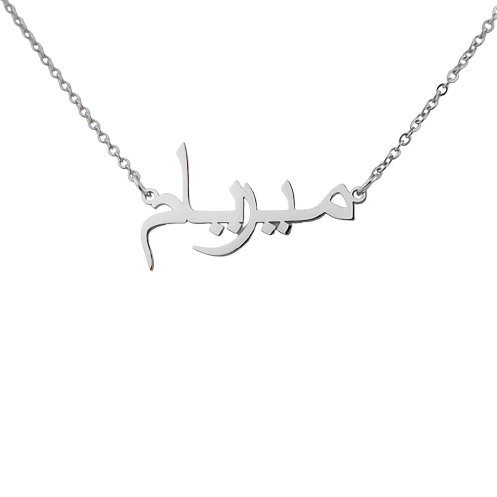 Customized Arabic Name Necklace Stainless Steel Nameplate Pendant Ethnic Necklace for Women