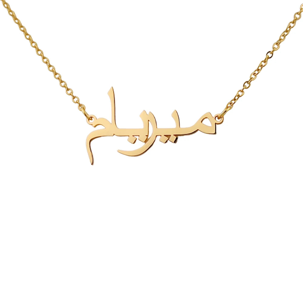 Customized Arabic Name Necklace Stainless Steel Nameplate Pendant Ethnic Necklace for Women