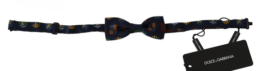 Dolce & Gabbana Blaue Flaggen 100% Seide Einstellbare Hals Papillon Männer Fliege