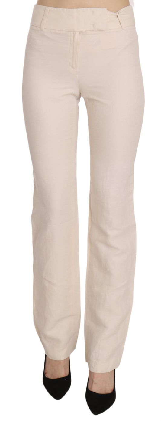 LAUREL Weiße ausgestellte Kleiderhose mit hoher Taille aus Seidenmischung