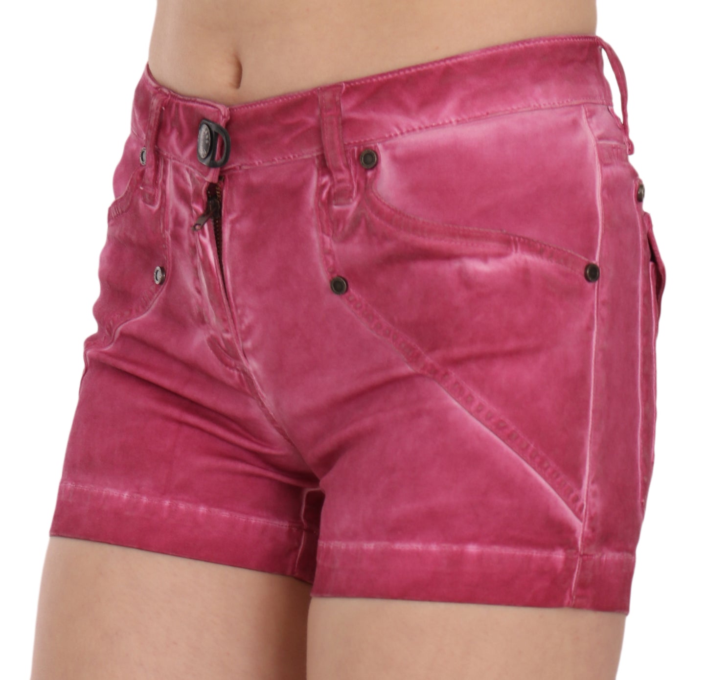 PLEIN SUD Rosa Mini-Denim-Shorts aus Baumwolle mit mittlerer Taille