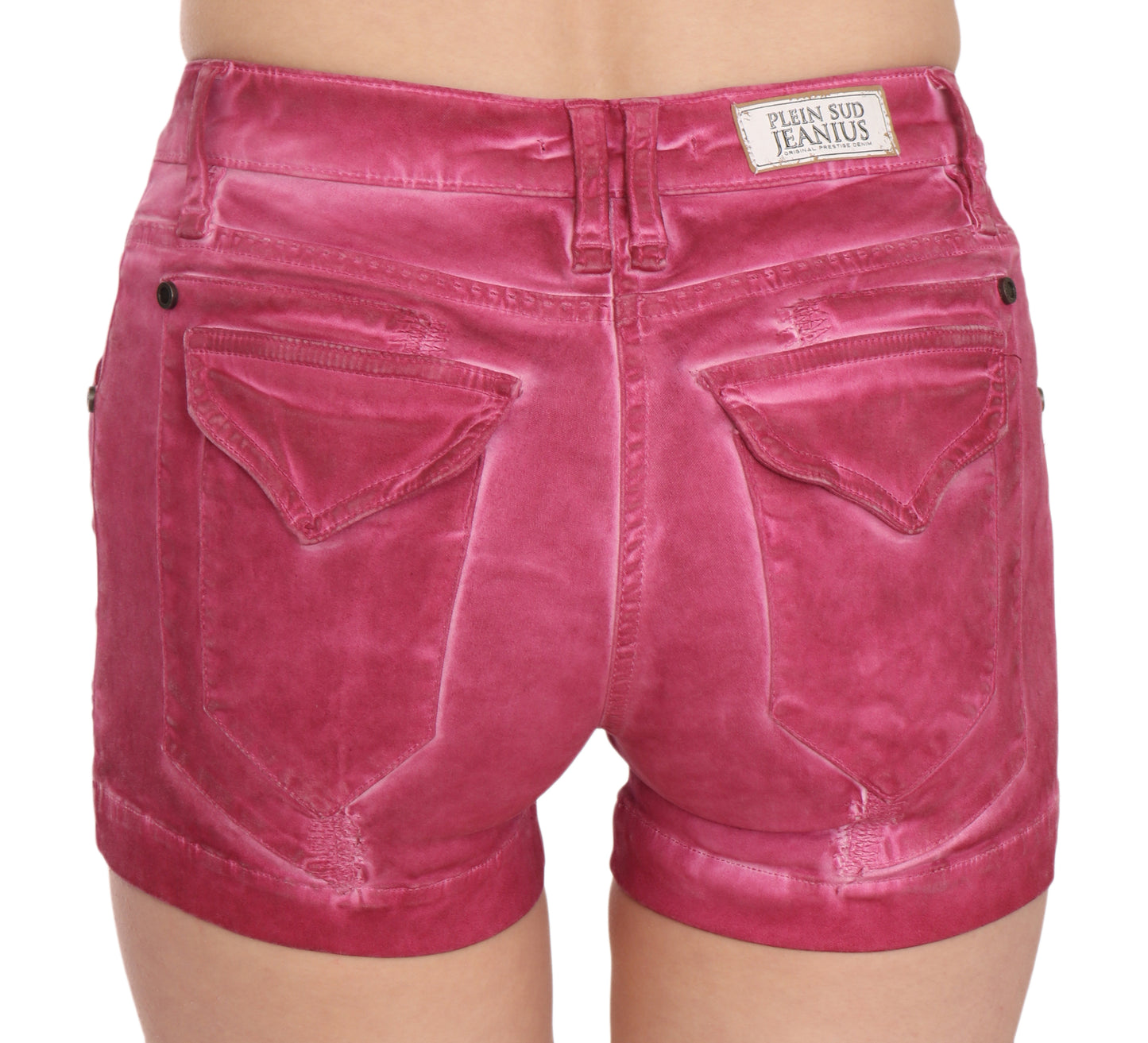 PLEIN SUD Rosa Mini-Denim-Shorts aus Baumwolle mit mittlerer Taille