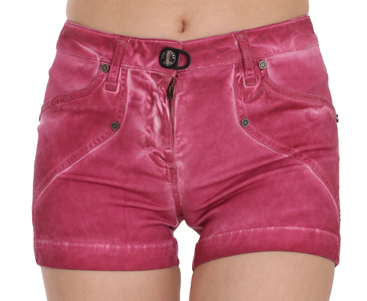 PLEIN SUD Rosa Mini-Denim-Shorts aus Baumwolle mit mittlerer Taille