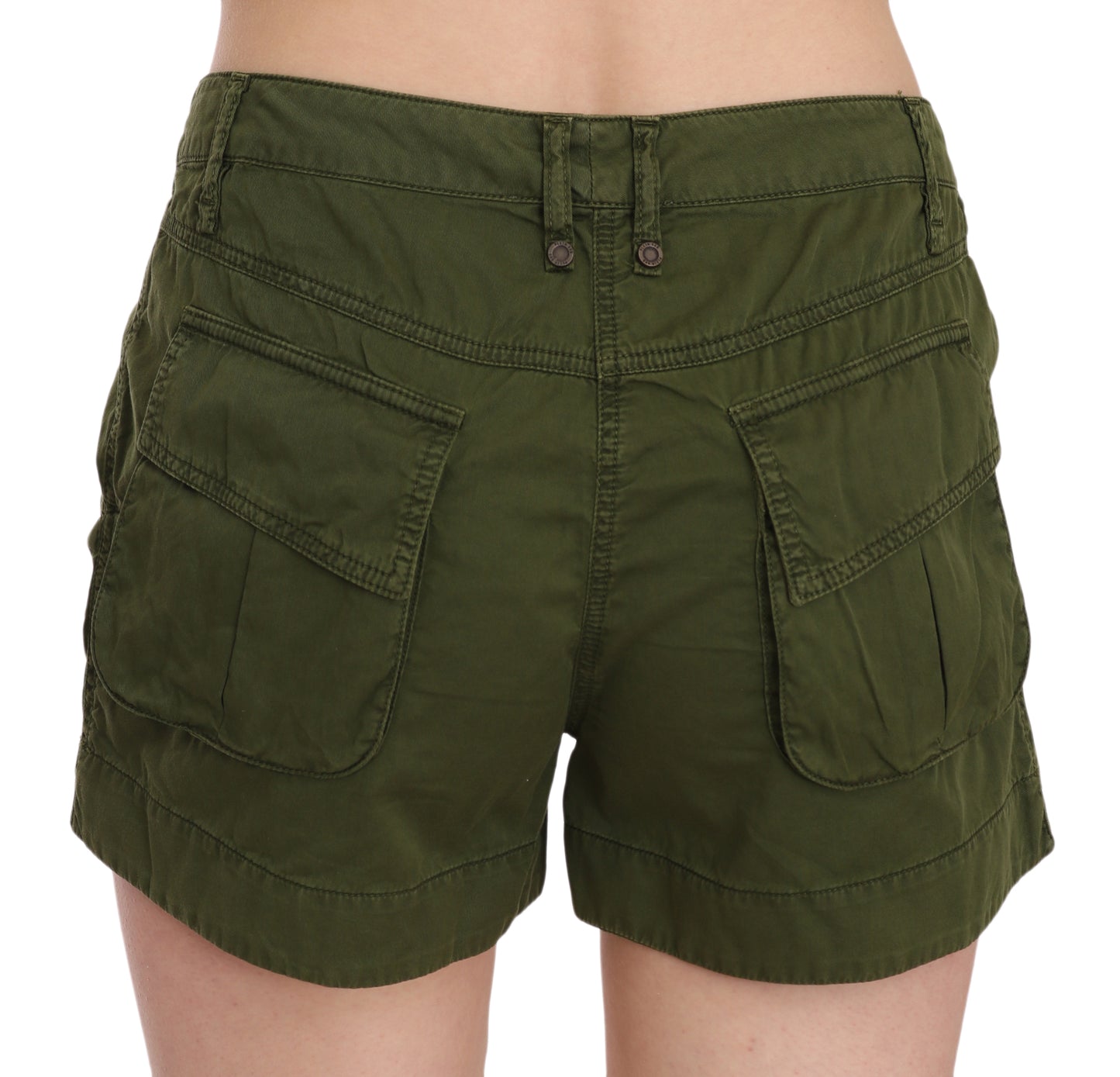 PLEIN SUD Grüne Mini-Shorts mit mittlerer Taille aus 100% Baumwolle
