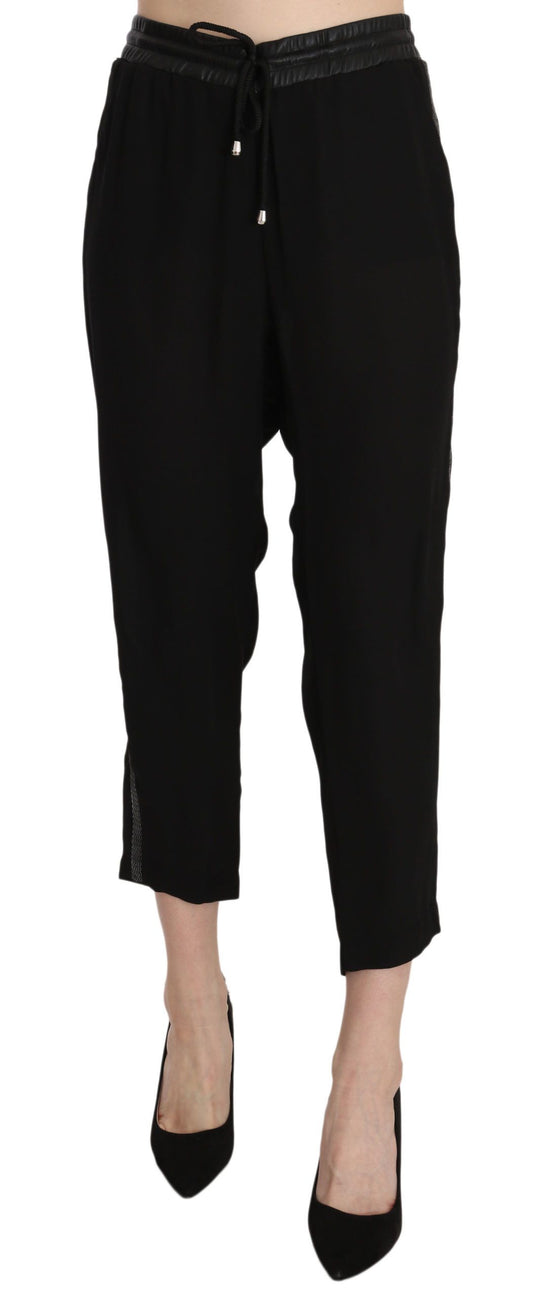 Guess Schwarze Polyesterhose mit hoher Taille und verkürzter Hose