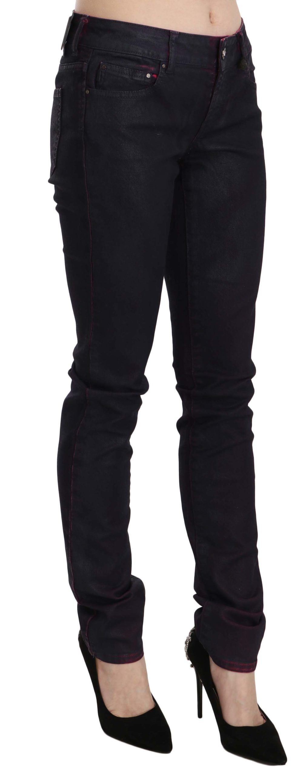 Just Cavalli Schwarze Skinny-Denim-Hose aus Baumwolle mit niedriger Taille