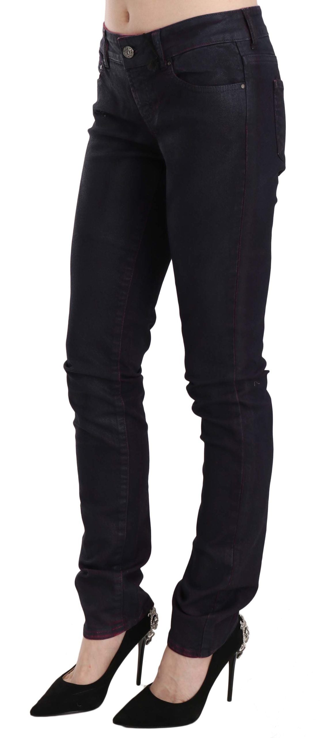 Just Cavalli Schwarze Skinny-Denim-Hose aus Baumwolle mit niedriger Taille