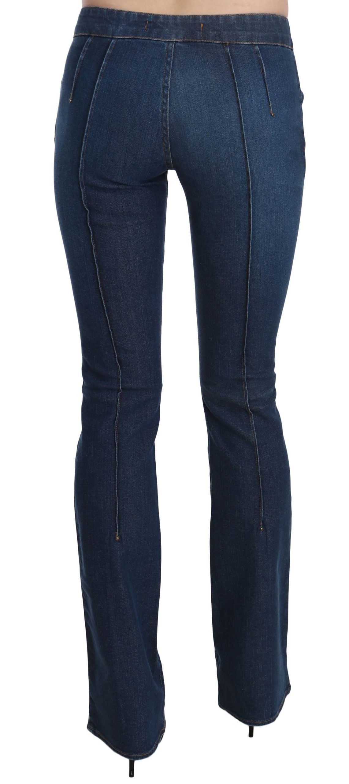 Just Cavalli Blaue Boot Cut Denim-Hose mit niedriger Taille Jeans