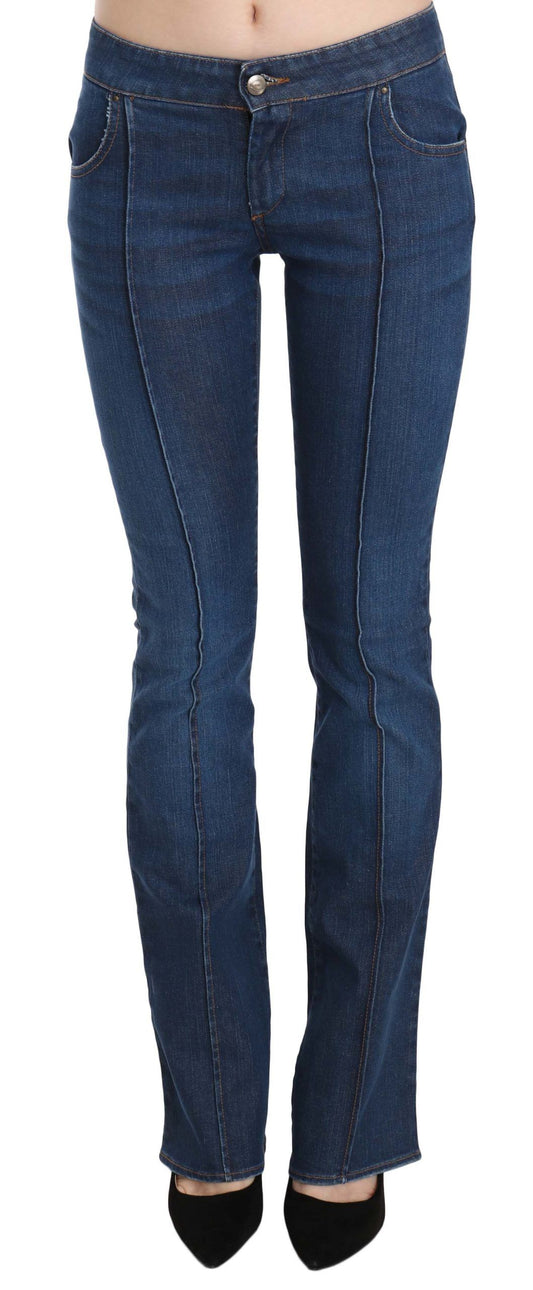 Just Cavalli Blaue Boot Cut Denim-Hose mit niedriger Taille Jeans