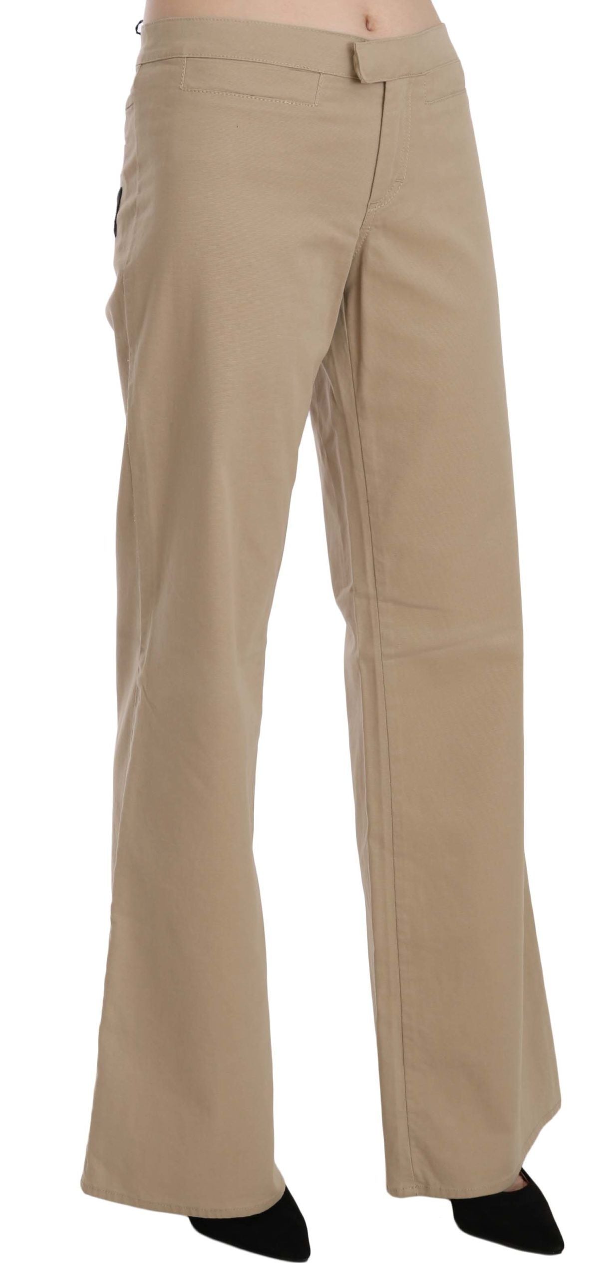 Just Cavalli Beige Baumwolle Mid Waist Flared Hose Hose