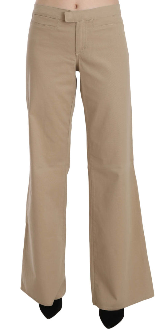 Just Cavalli Beige Baumwolle Mid Waist Flared Hose Hose