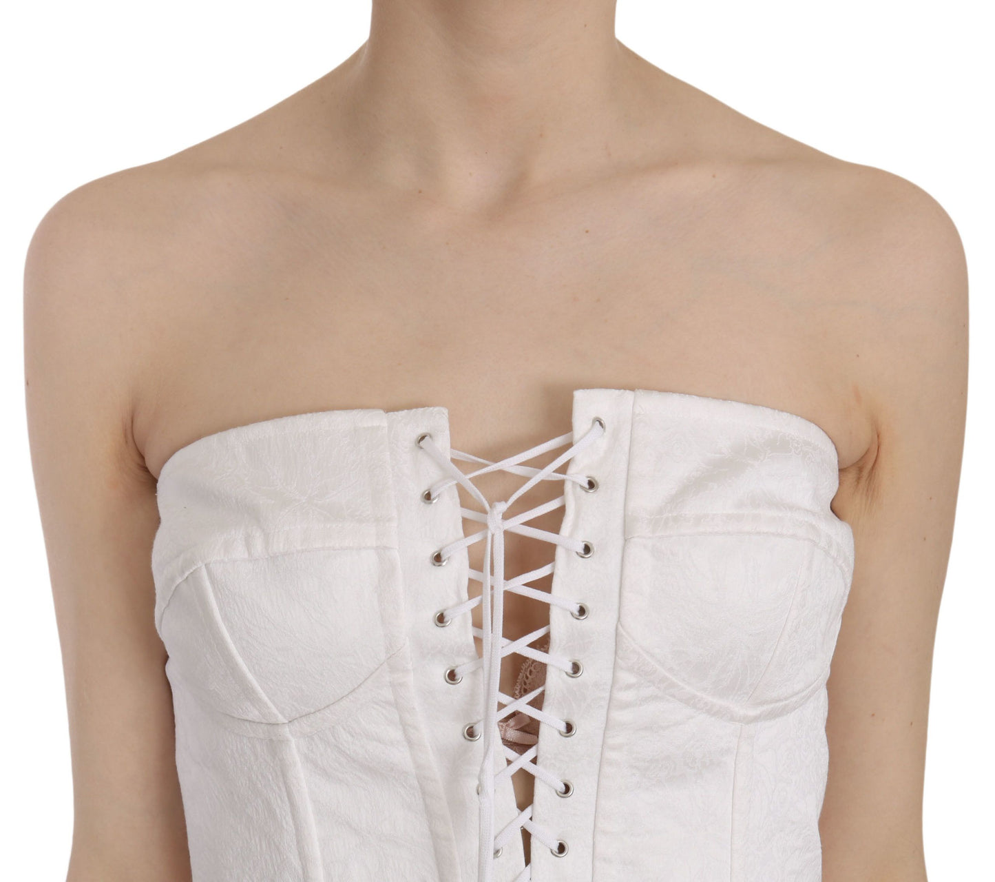 Dolce & Gabbana Weißes PALERMO Baumwolle Bustier Top Korsett