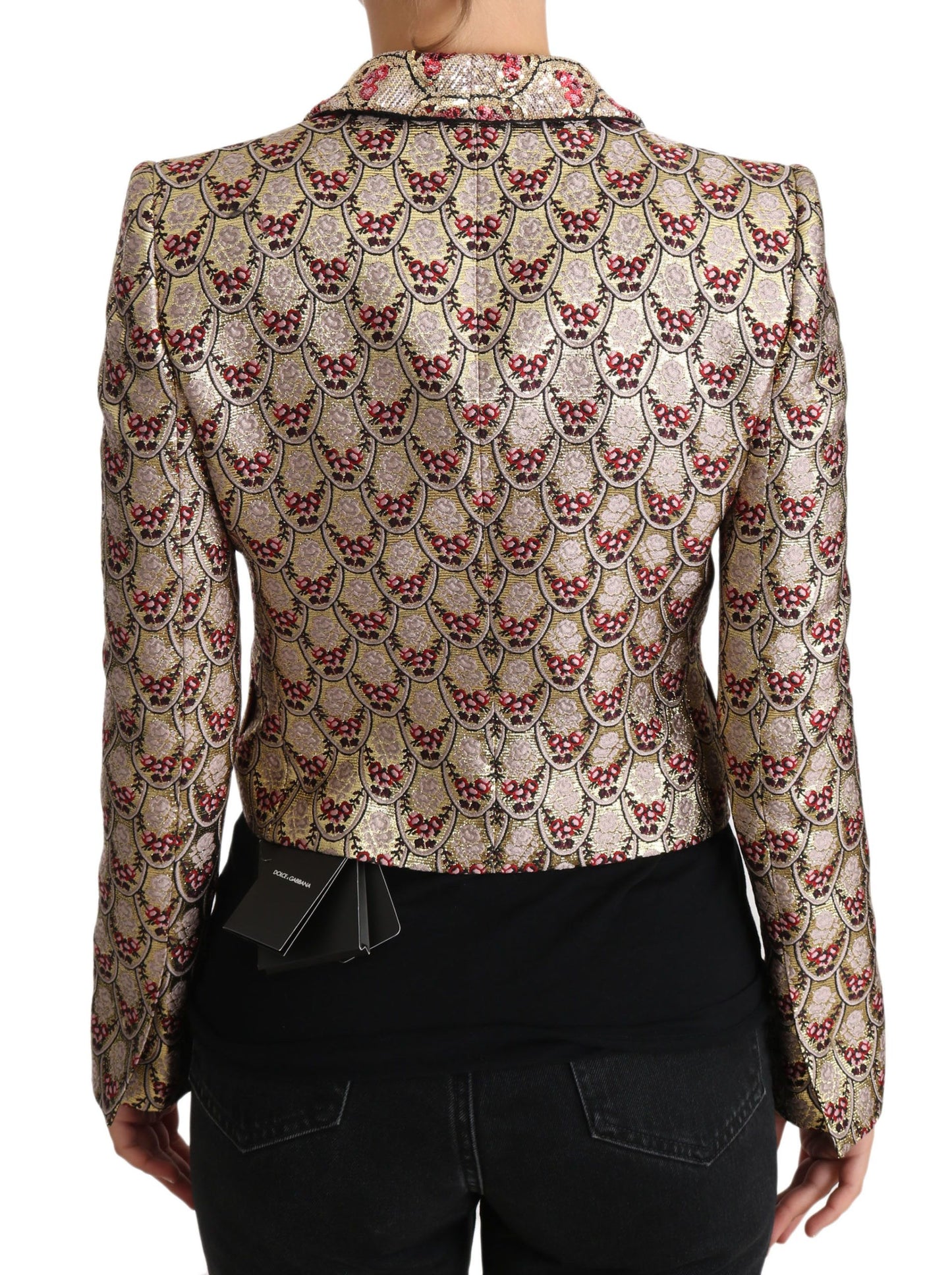 Dolce & Gabbana Gold Floral Pailletten Blazer Mantel Jacke