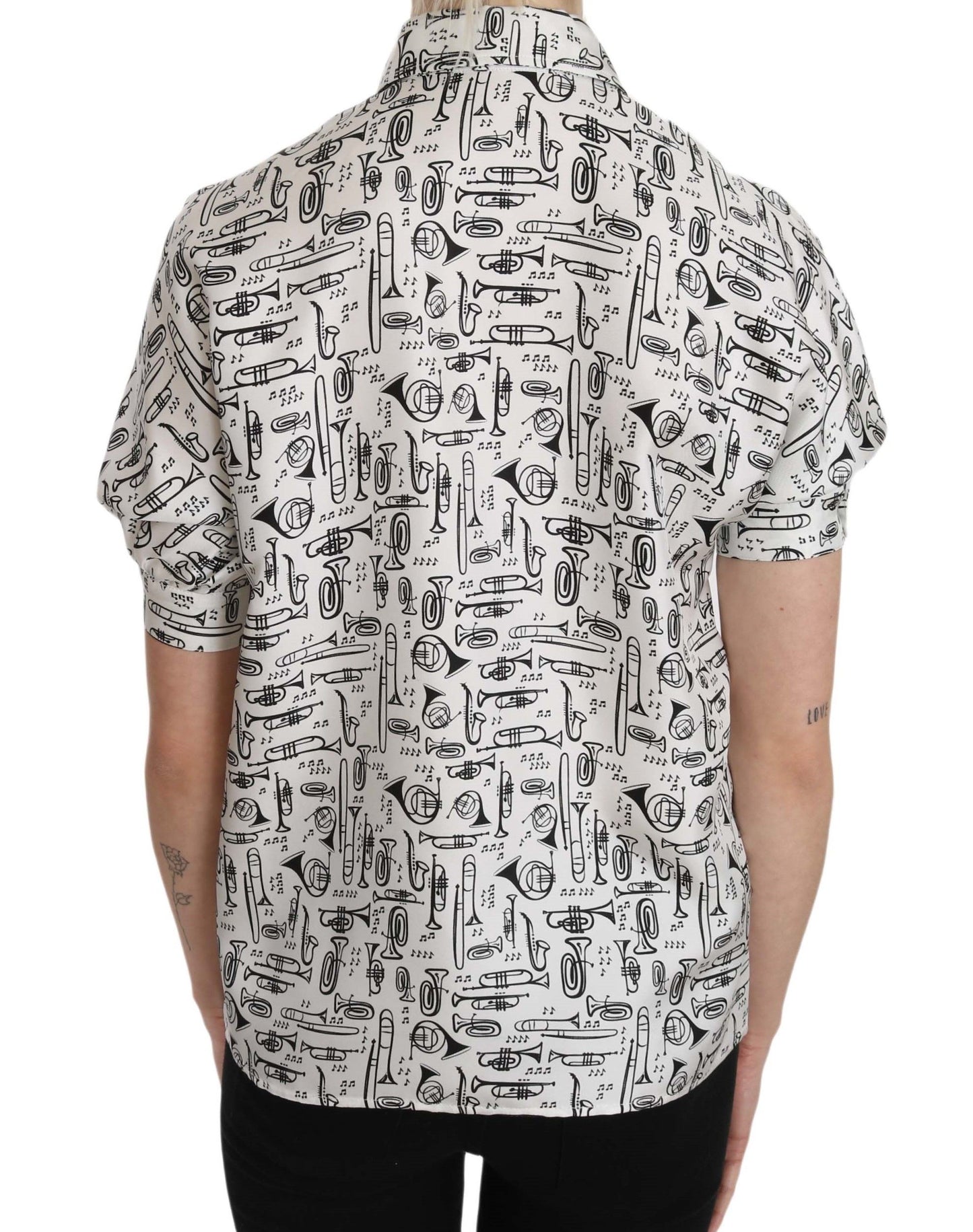 Dolce & Gabbana Trompetendruck Knopfleiste Seidentop Bluse