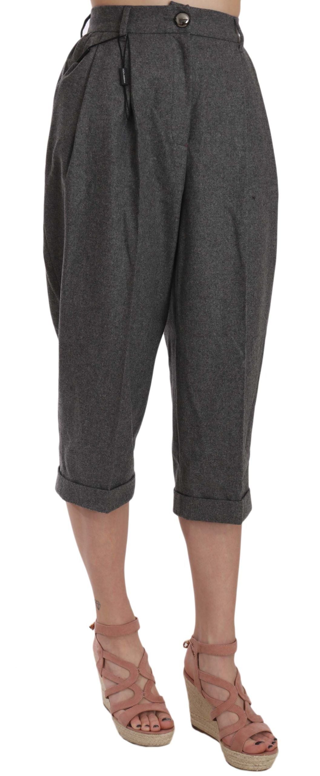 Dolce & Gabbana Wool Cropped Trouser Plissee-Hose