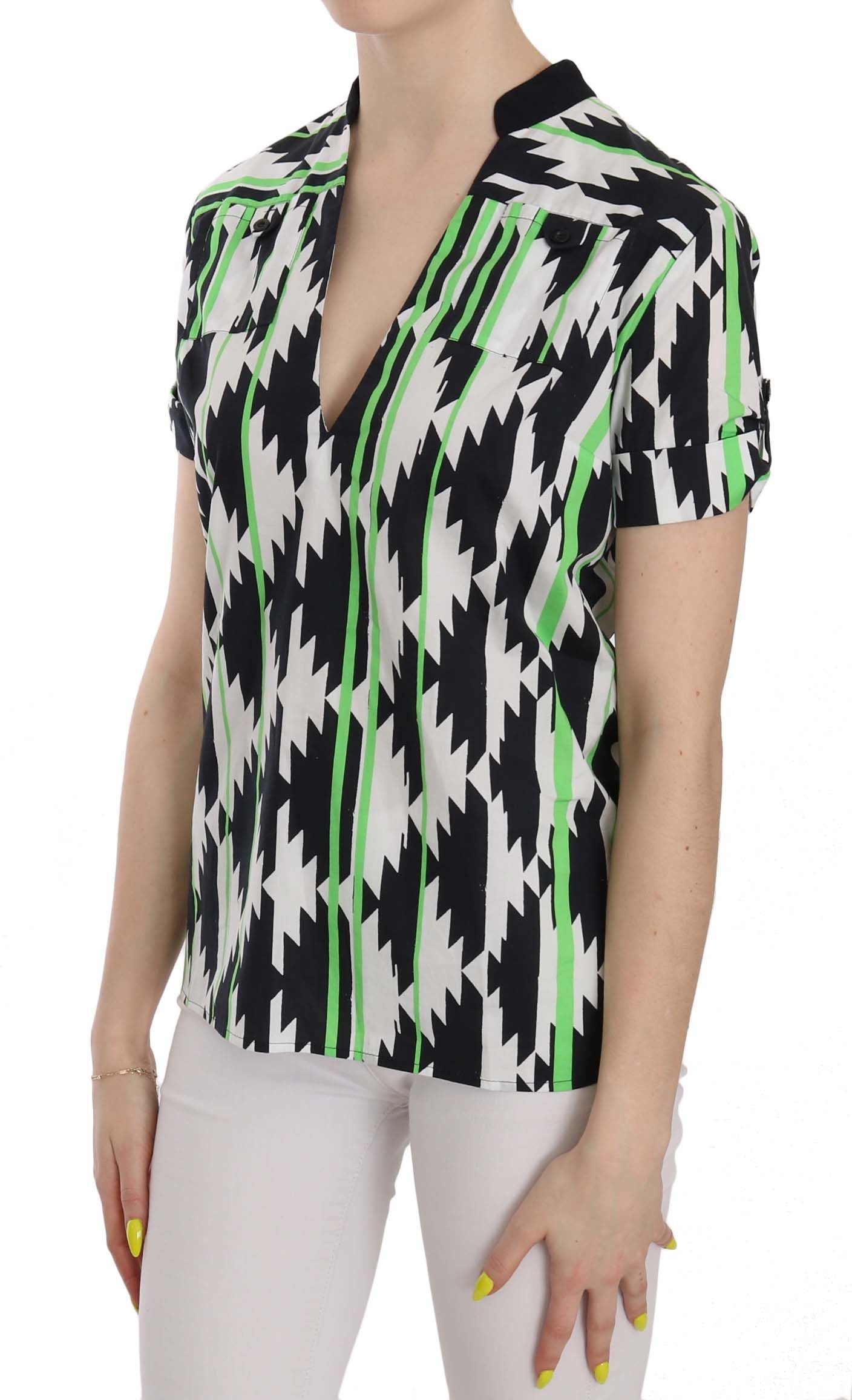 Costume National Mehrfarbiges tief ausgeschnittenes Blusentop