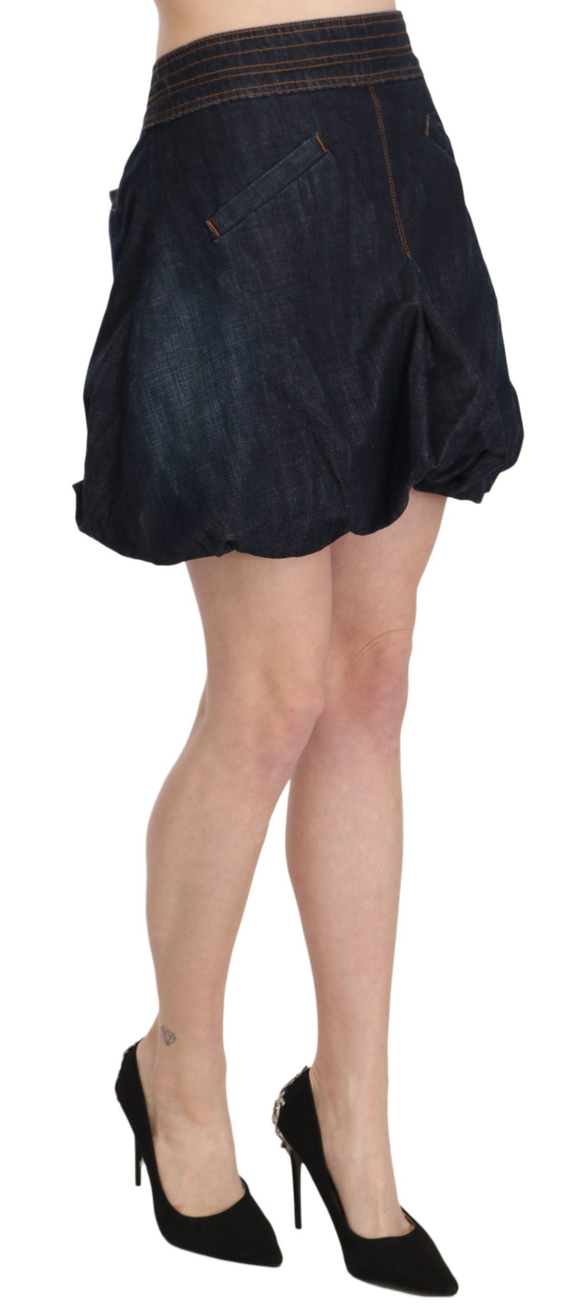 Exte Blaue Jeans Denim Baumwolle Stretch A-line Mini