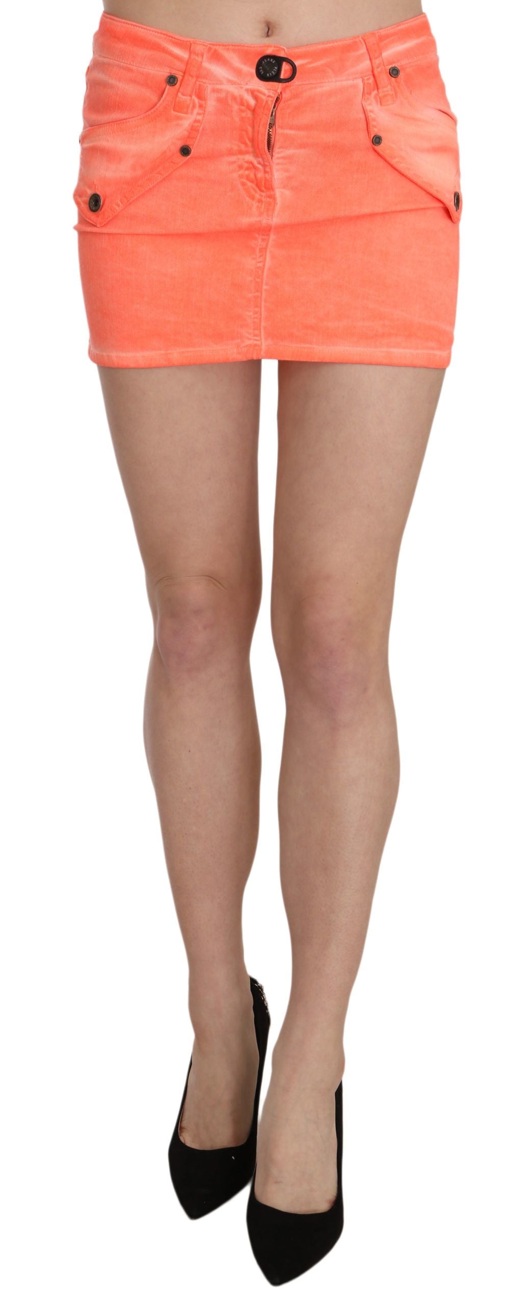 PLEIN SUD Lässiger Minirock aus orangefarbenem Baumwoll-Stretch