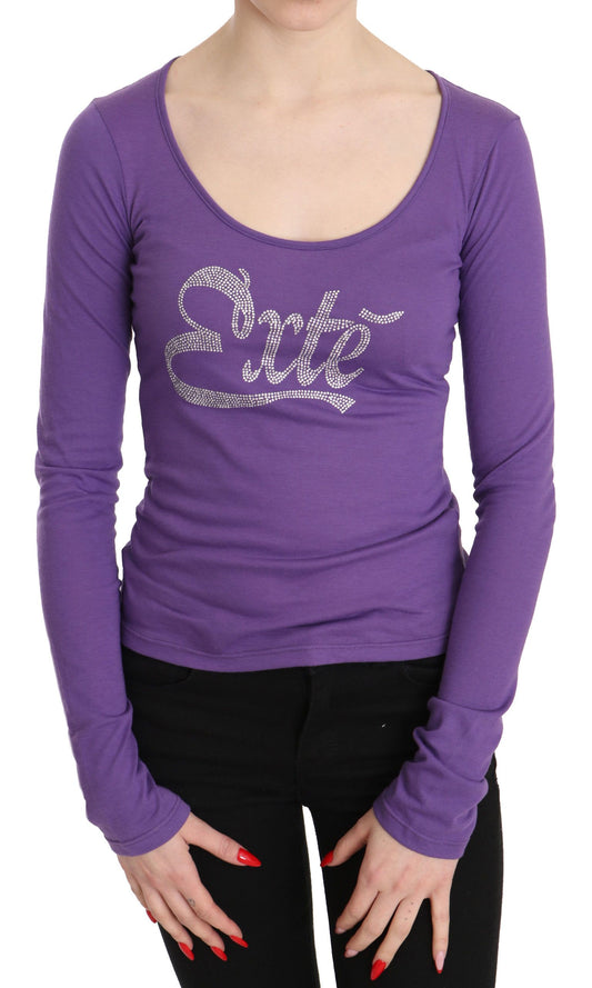 Lila Exte Crystal verschönert Langarm Top Bluse