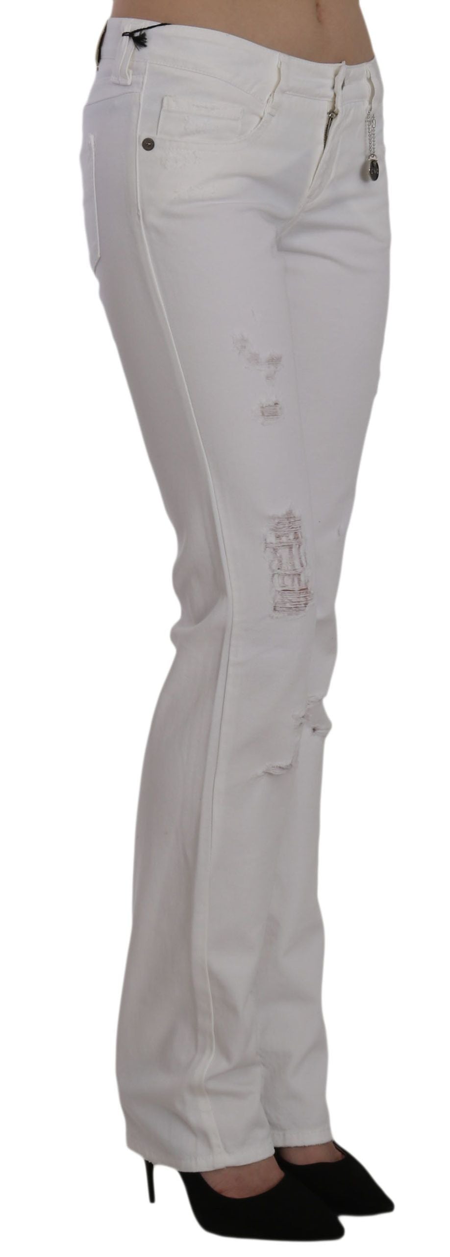 Costume National Weiße Baumwolle Slim Fit Straight Jeans Hose