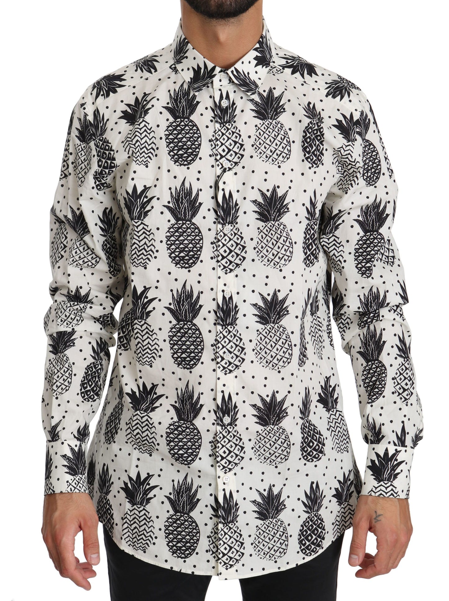 Dolce & Gabbana Weißes Ananas-Baumwoll-Top-Shirt