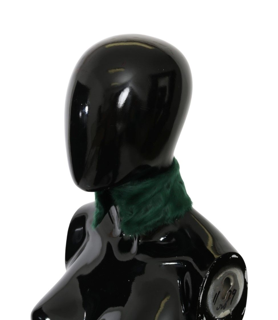 Dolce & Gabbana Grüner Pelzkragen Wickel-Lammfellschal