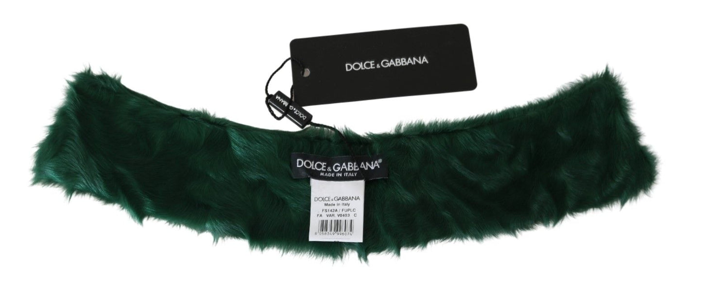 Dolce & Gabbana Grüner Pelzkragen Wickel-Lammfellschal
