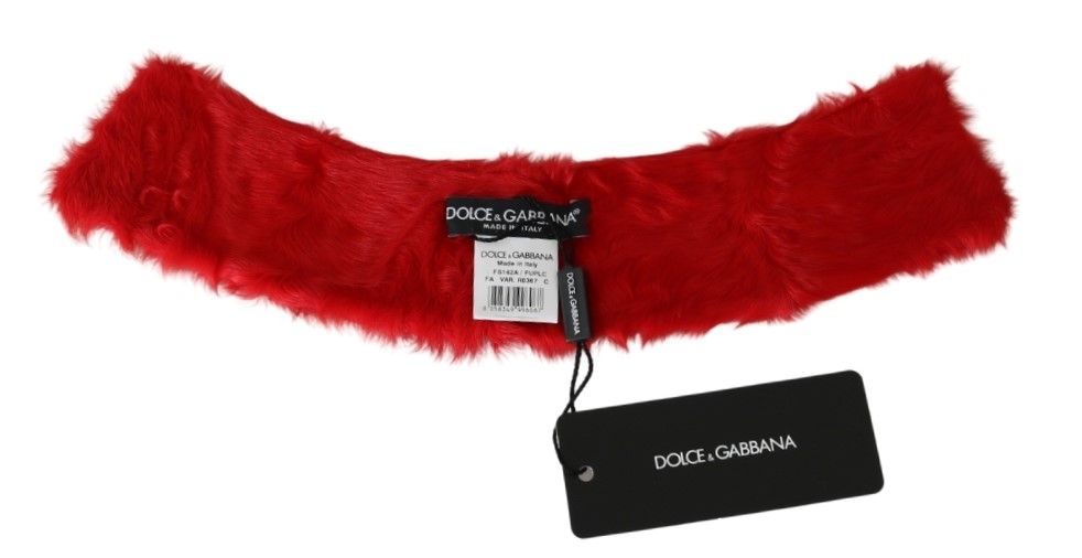Dolce & Gabbana Roter Pelzkragen Wickel-Lammfellschal