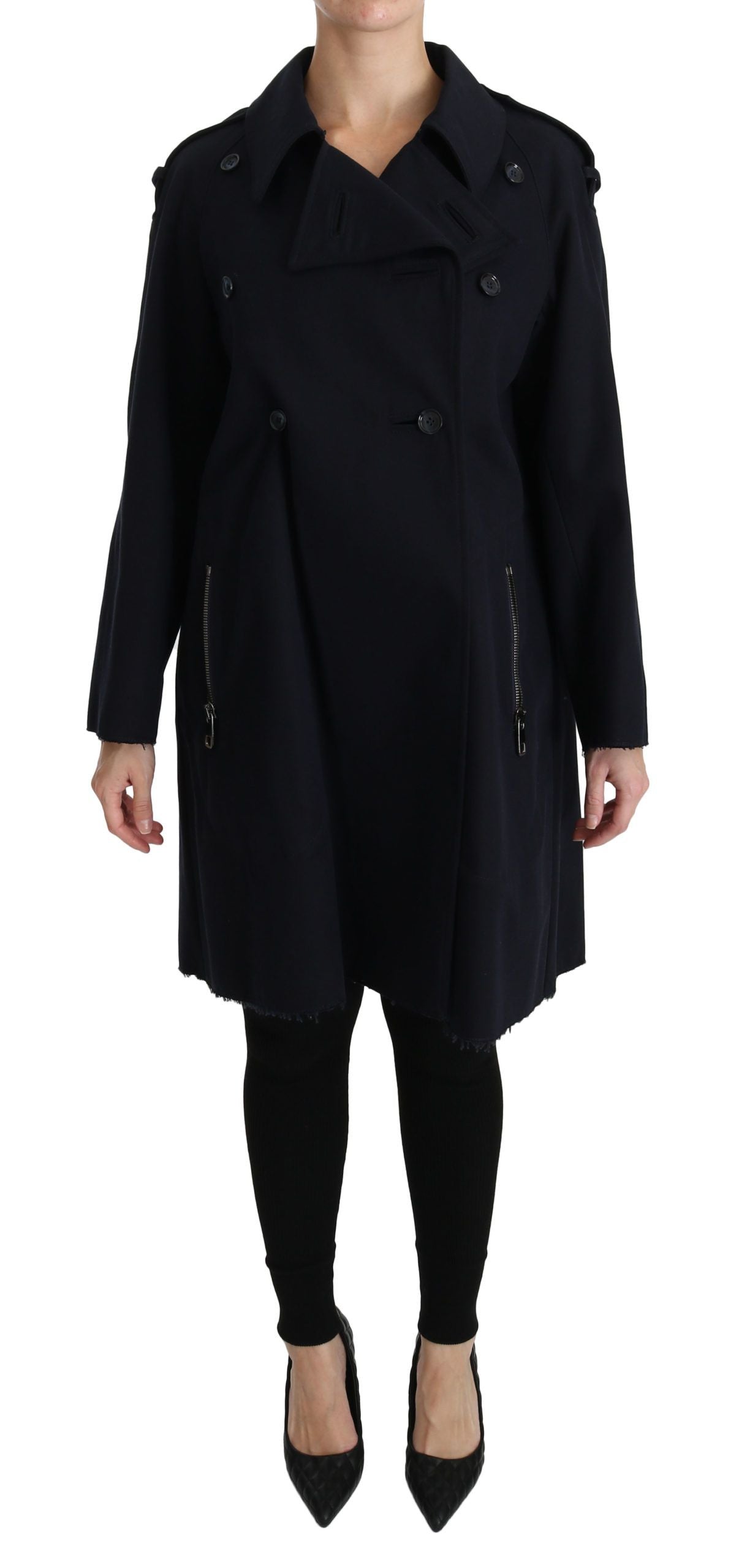 Dolce & Gabbana Mantel Blau Baumwolle Frauen Trenchcoat