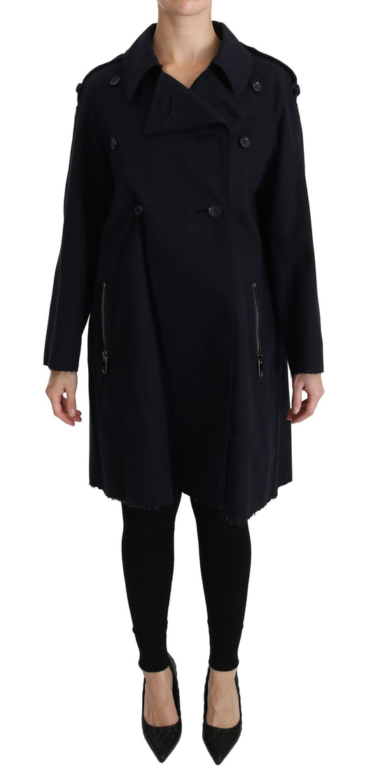 Dolce & Gabbana Mantel Blau Baumwolle Frauen Trenchcoat