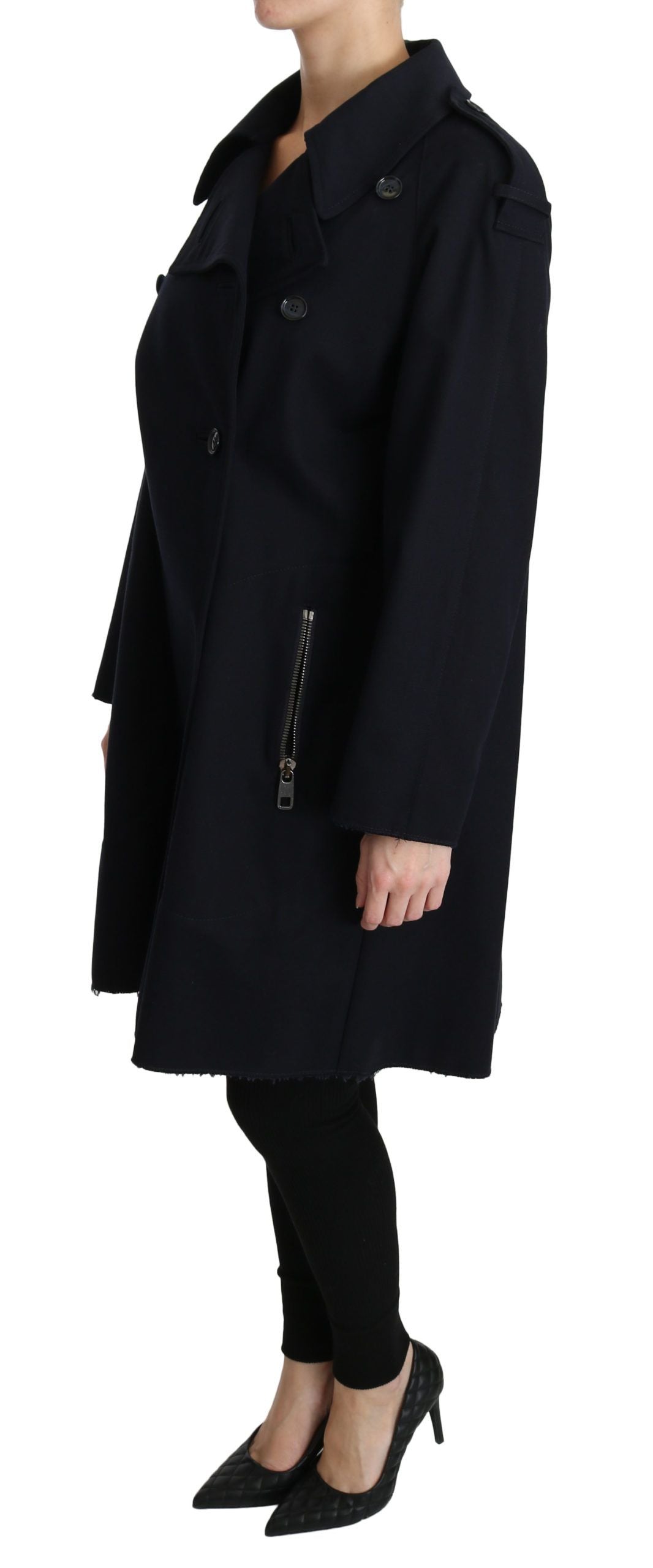 Dolce & Gabbana Mantel Blau Baumwolle Frauen Trenchcoat