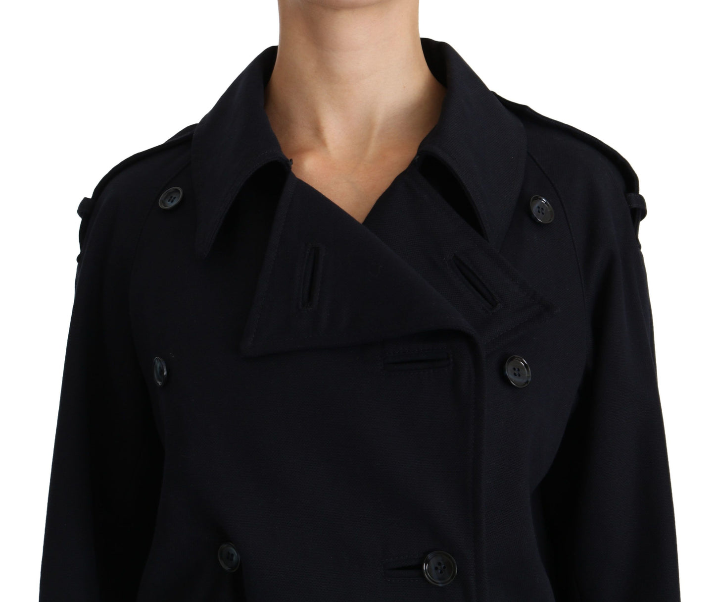 Dolce & Gabbana Mantel Blau Baumwolle Frauen Trenchcoat