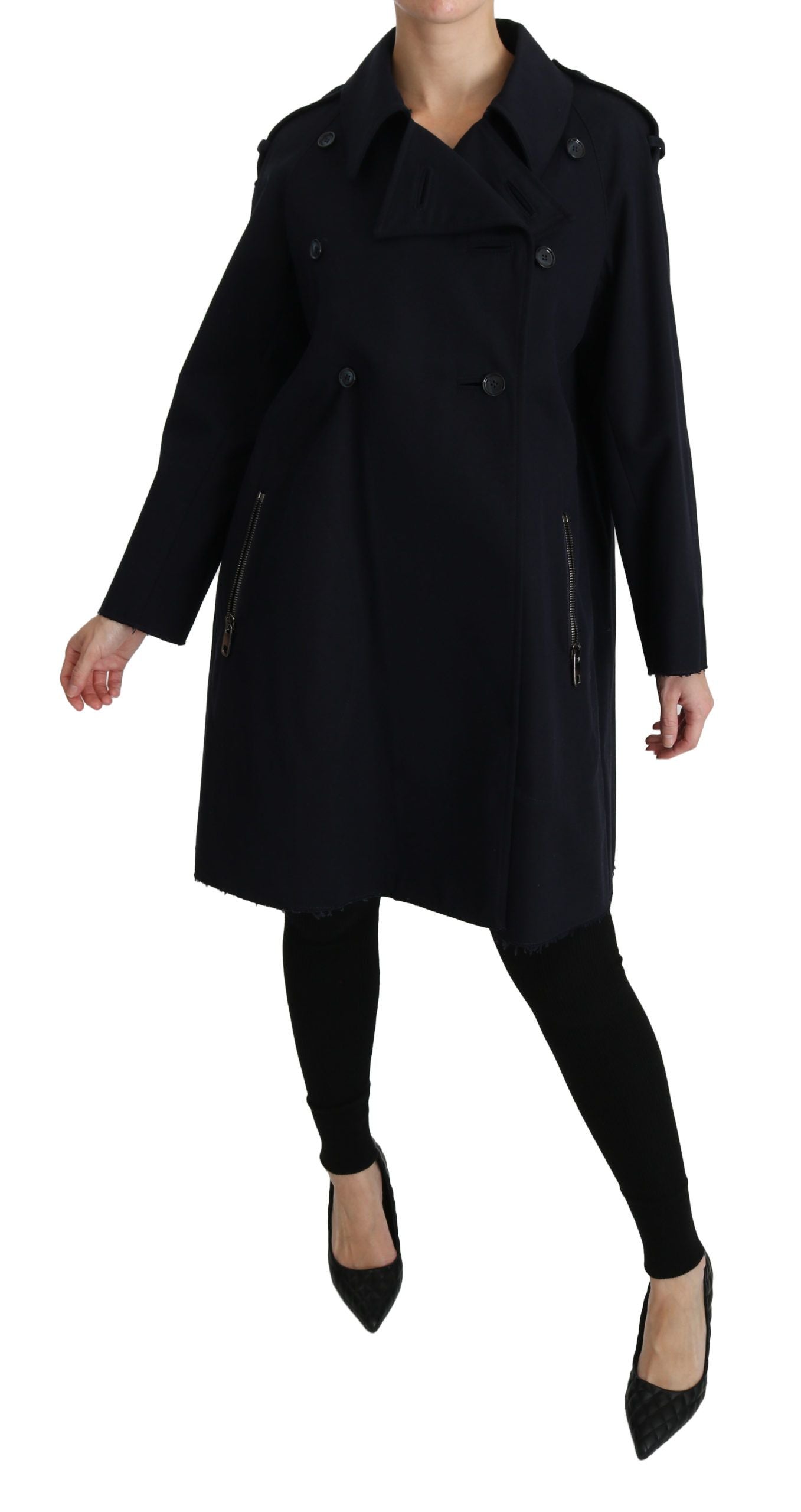 Dolce & Gabbana Mantel Blau Baumwolle Frauen Trenchcoat