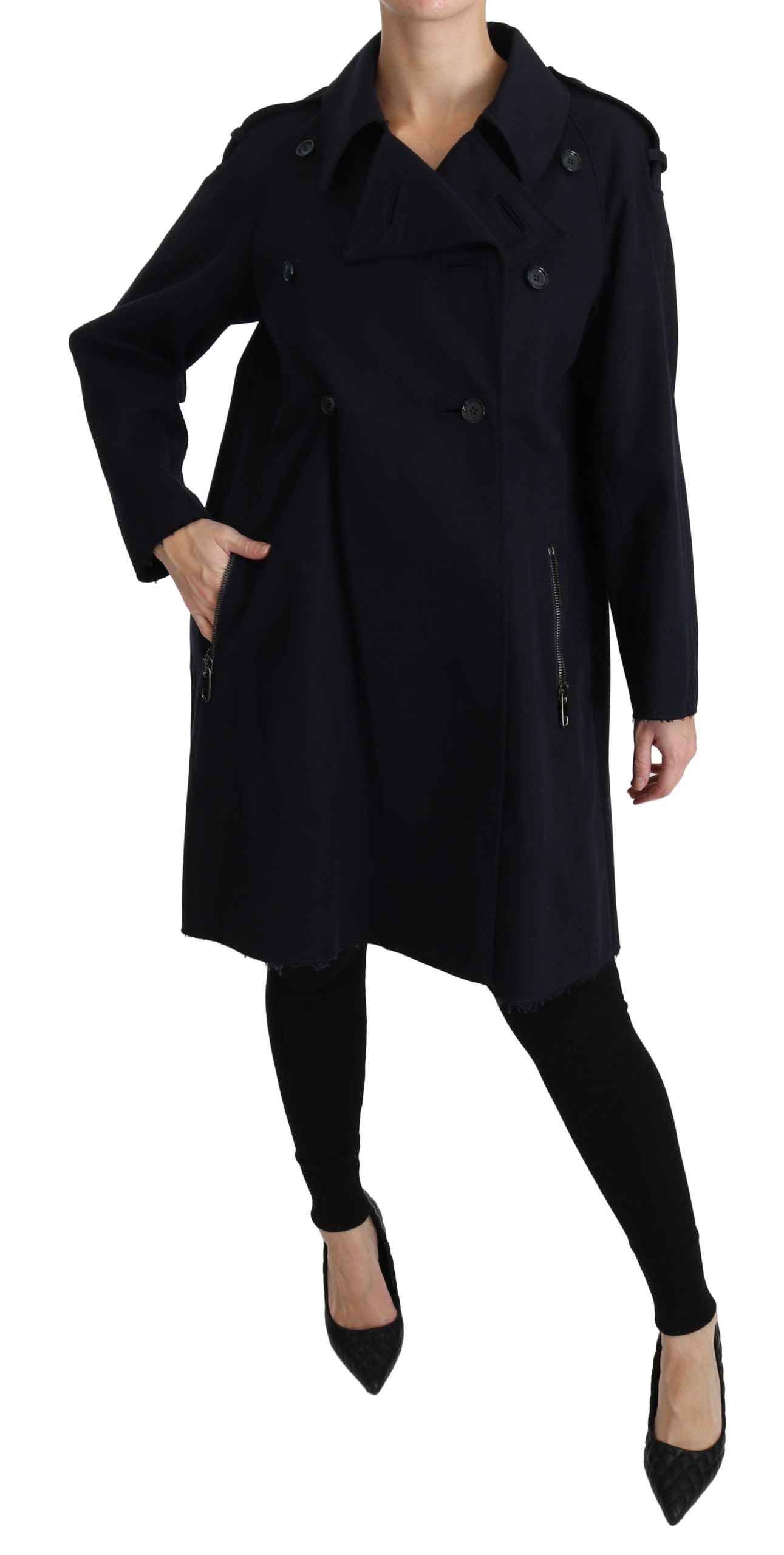 Dolce & Gabbana Mantel Blau Baumwolle Frauen Trenchcoat