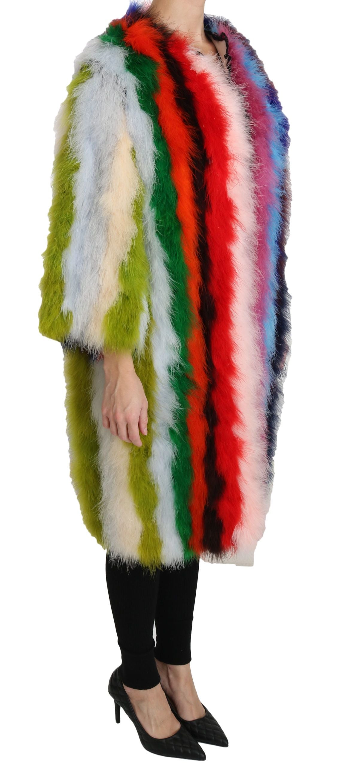 Dolce & Gabbana Multicolor Türkei Feder Cape Pelzmantel