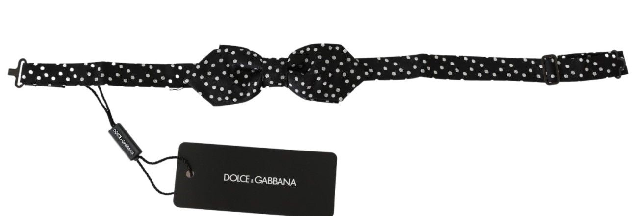 Dolce & Gabbana Schwarze Polka Dots Herren Krawatte Papillon 100% Seide Fliege