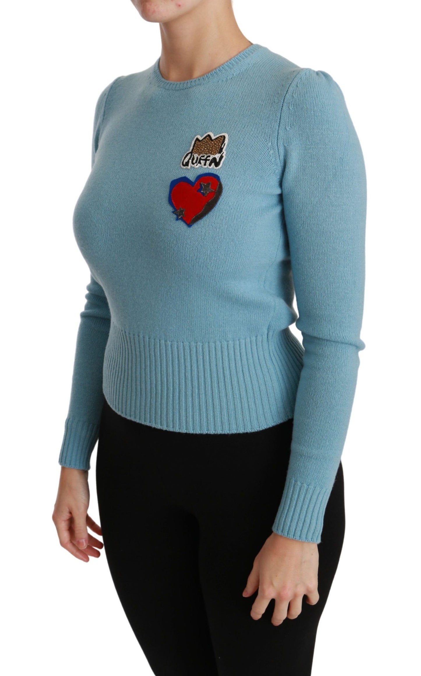Dolce & Gabbana Blauer Pullover aus Wolle Queen Heart