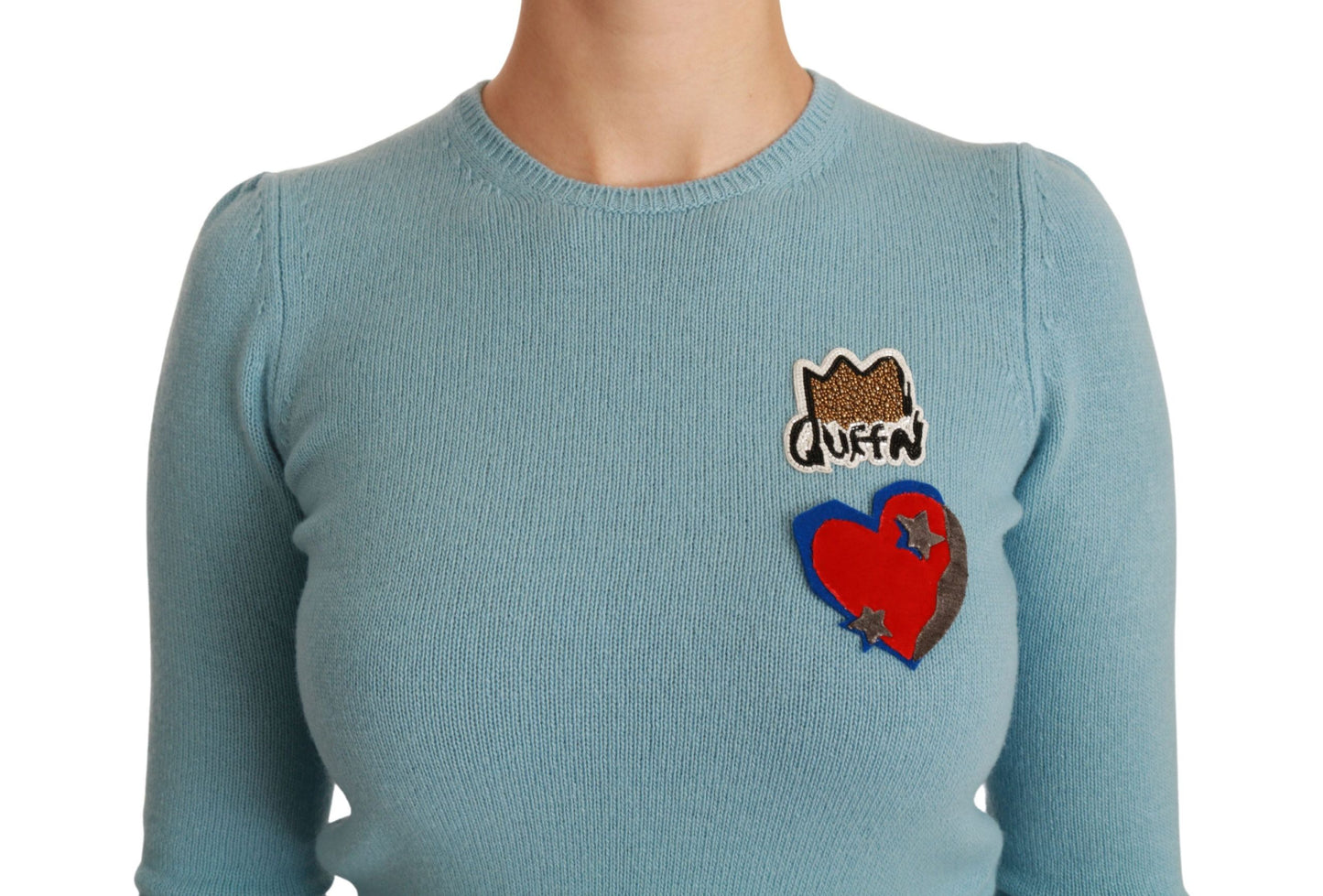 Dolce & Gabbana Blauer Pullover aus Wolle Queen Heart