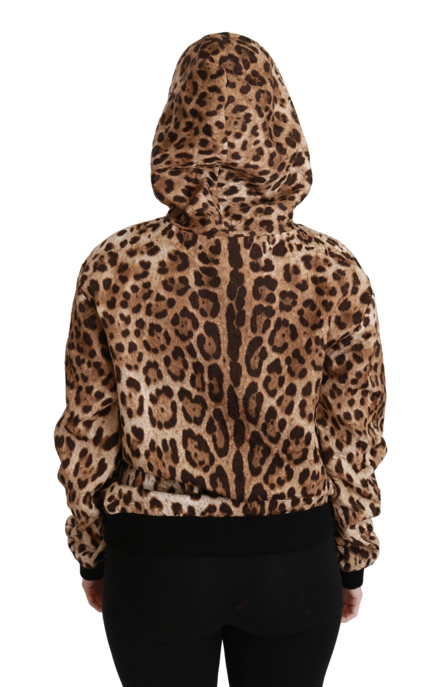 Dolce & Gabbana Brauner Ayers Leopard Pullover mit Kapuze und Nieten