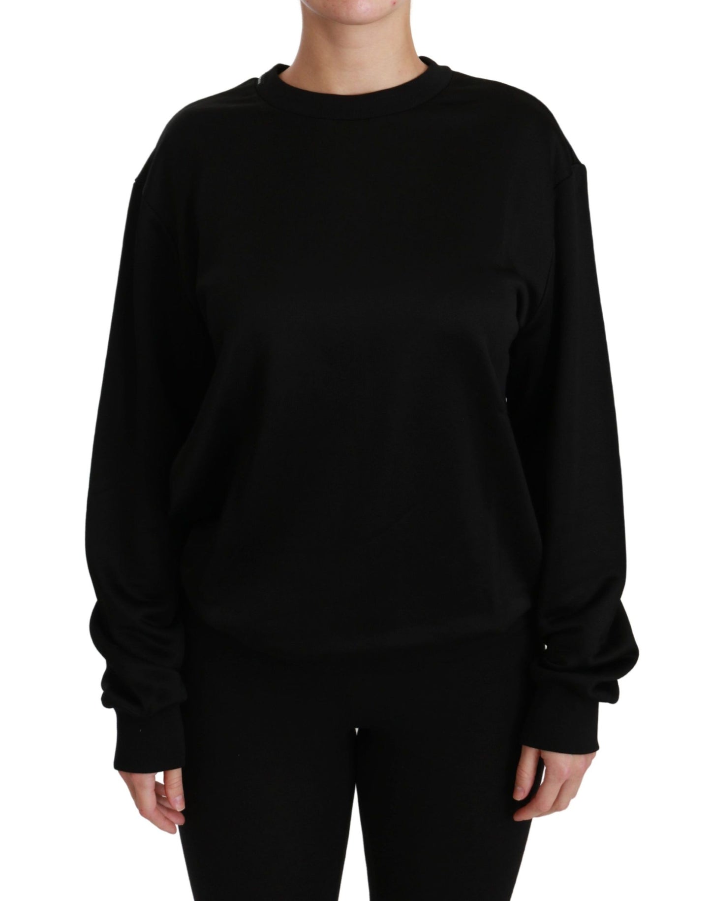 Dolce & Gabbana Schwarzer Pullover aus Baumwolle mit Rundhalsausschnitt